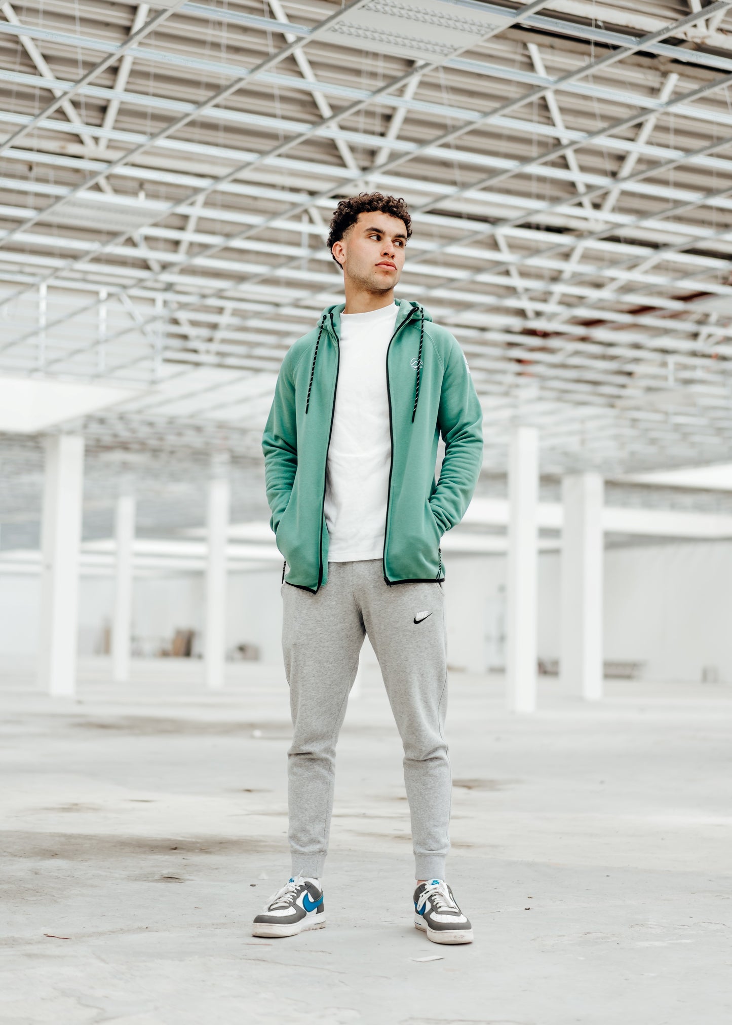 Forest Green Mens Zipped Hoodie