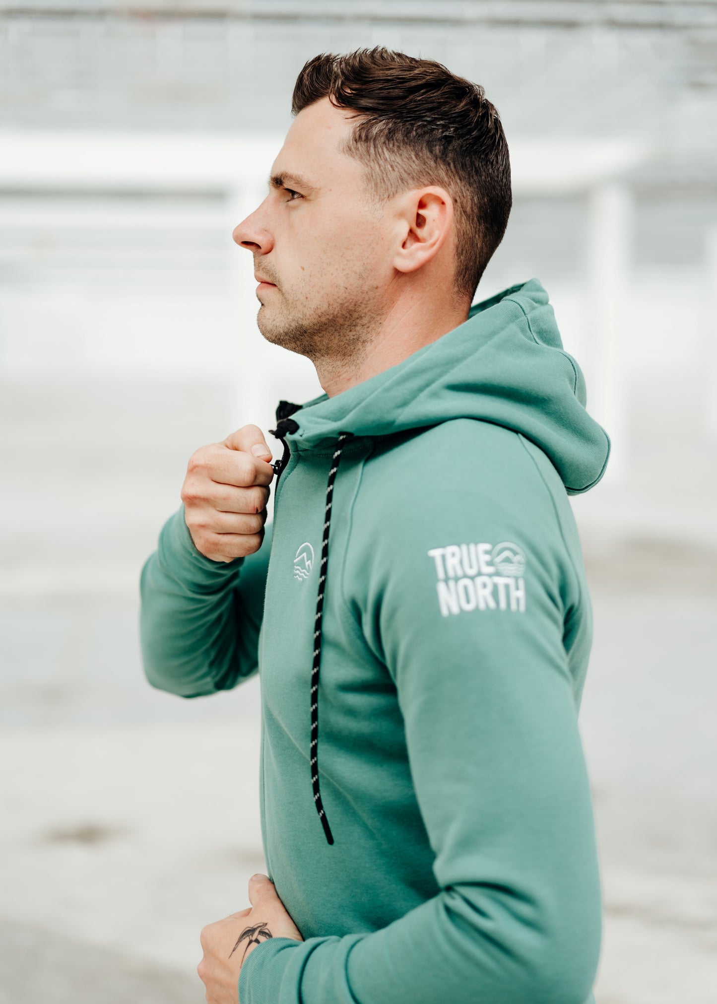 Forest Green Mens Zipped Hoodie